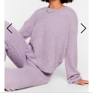 Luxe Good to Me Fluffy Knit Wide-Leg Lounge Set